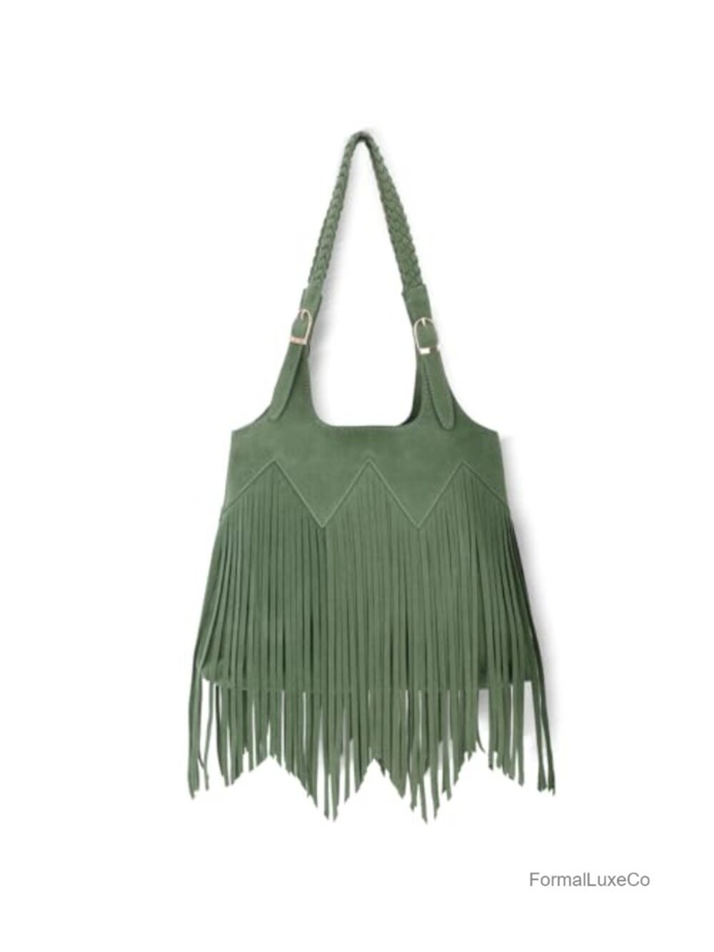 Boho Fringe Shoulder Hobo Bag Vegan Faux Suede Leather Tassel Purse